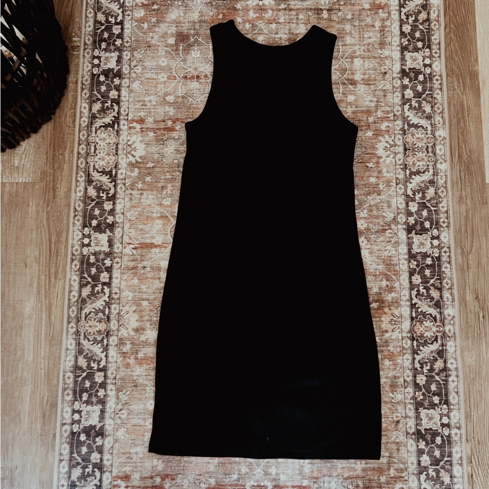 simple black cotton mini dress